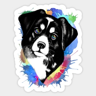 Dog Surreal Portrait with Rainbow Eyes Sticker